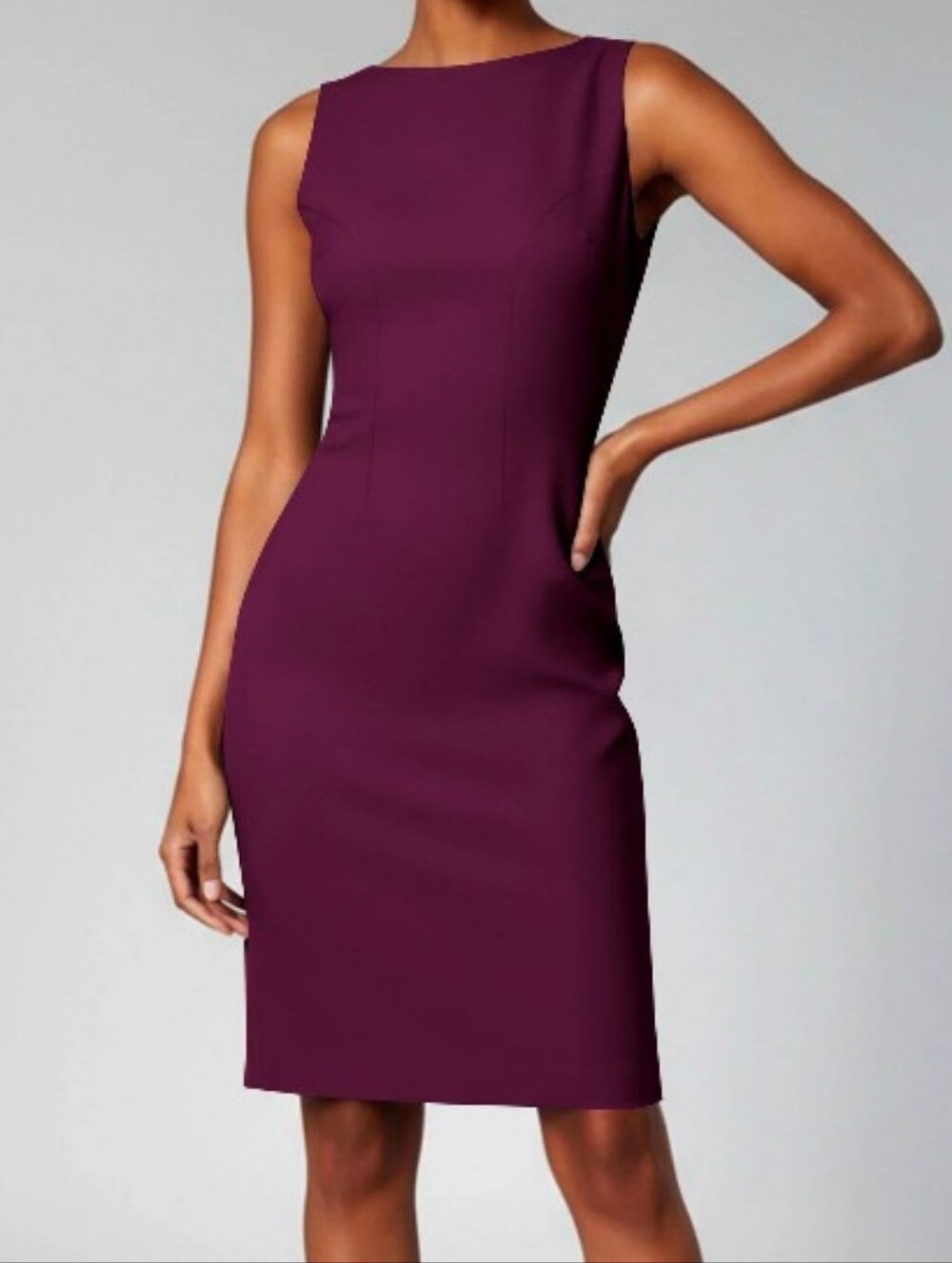 Diane Von Furstenberg Sleeveless Eggplant Sheath Dress